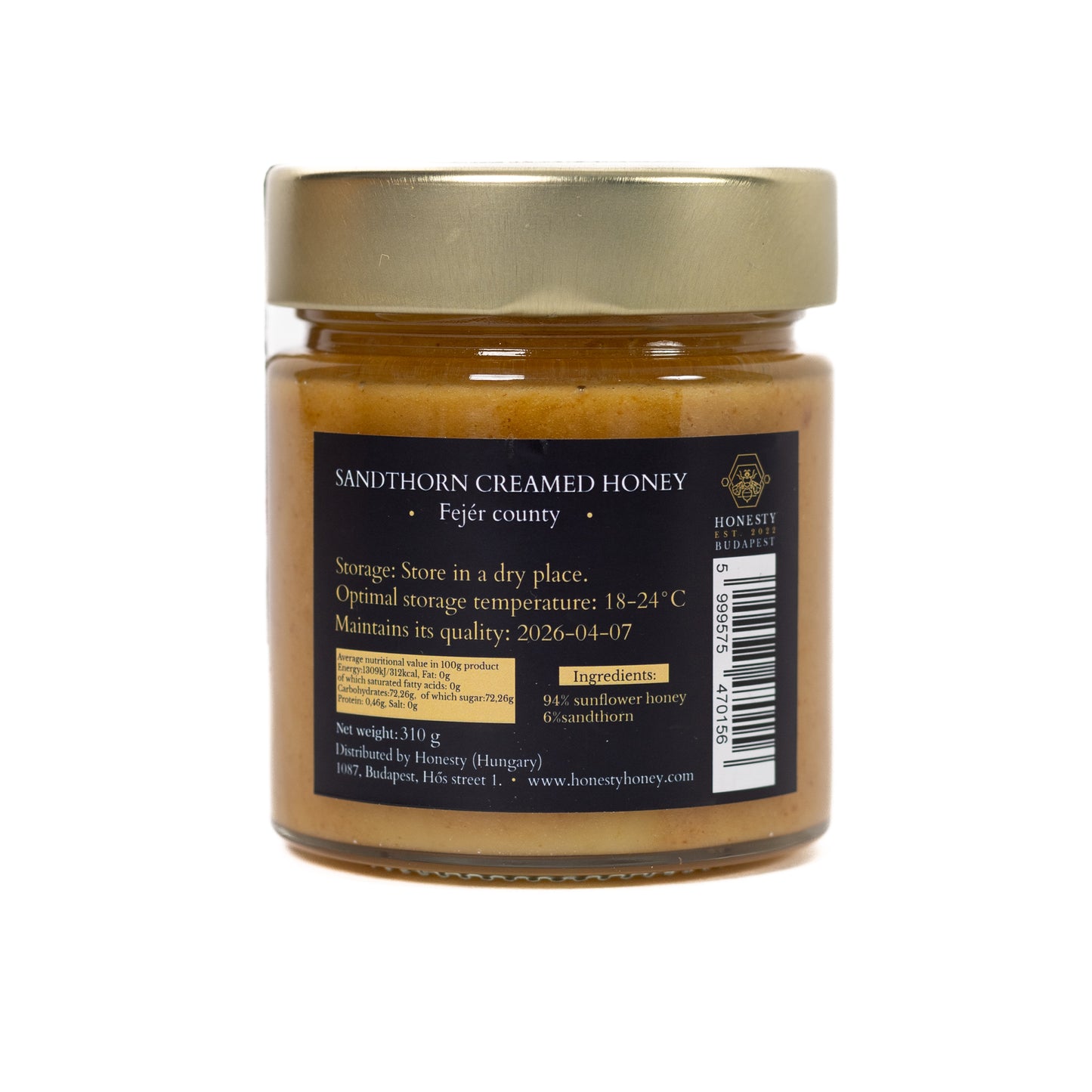 Creamed honey with sandthorn  310g